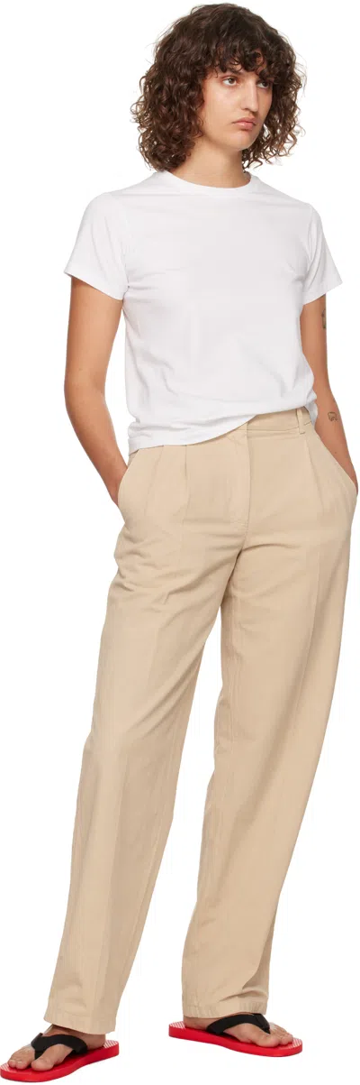 The Row Lilas Light Khaki Cotton And Linen Trousers In Green