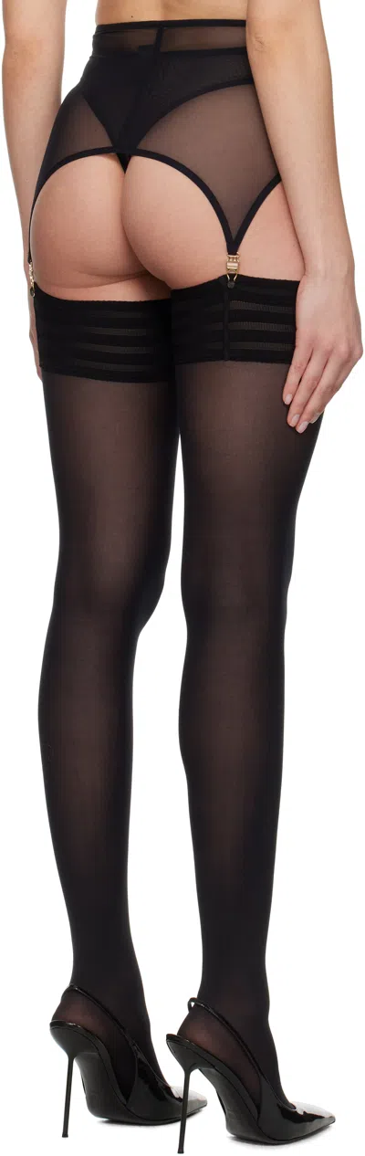 Shadowplay Black Shadow Garter Belt & Thong Set In Black