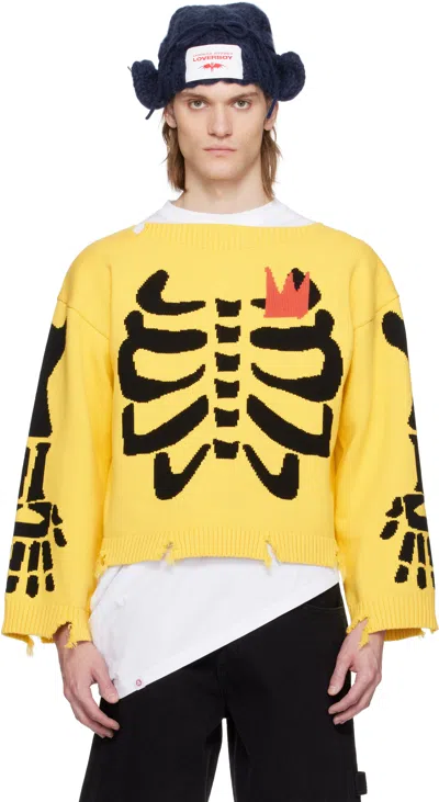 Charles Jeffrey Loverboy Yellow Graphic Slash Sweater In Yesklt