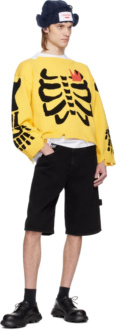 Charles Jeffrey Loverboy Yellow Graphic Slash Sweater In Yesklt
