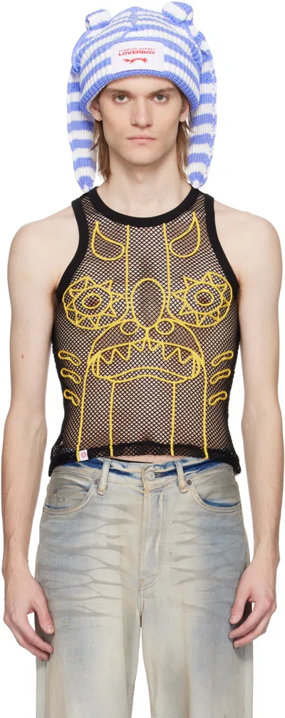 Charles Jeffrey Loverboy Graphic Net Top In Blk