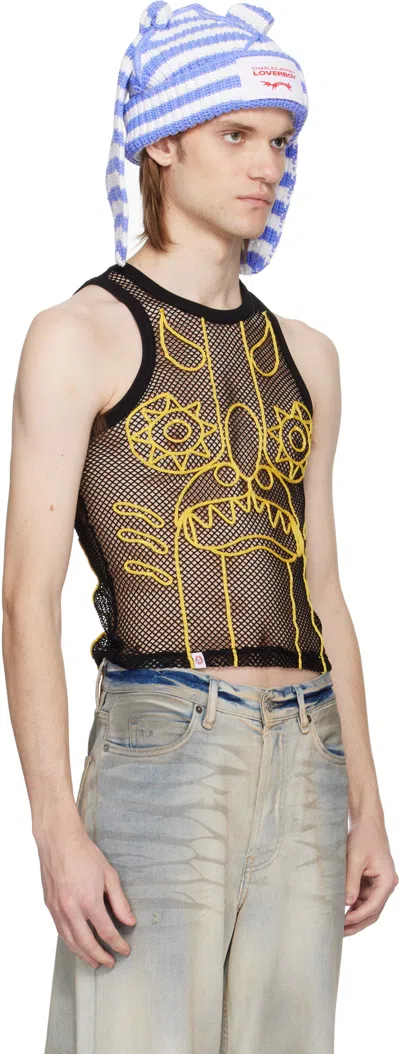 Charles Jeffrey Loverboy Graphic Net Top In Blk