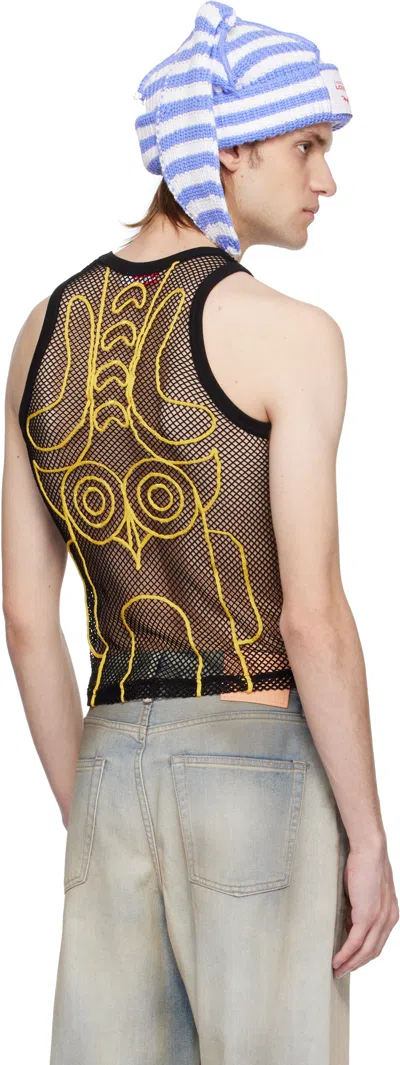 Charles Jeffrey Loverboy Graphic Net Top In Blk