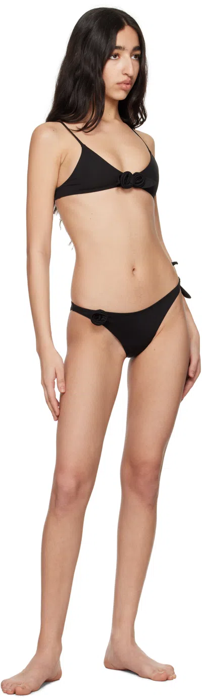 Coperni Floral-appliqué Bikini Bottoms In Black