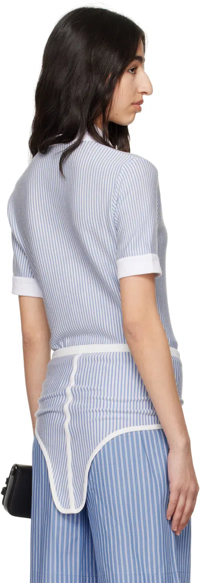 Charles Jeffrey Loverboy White & Blue Cheeky Onesie Bodysuit In White Stripe