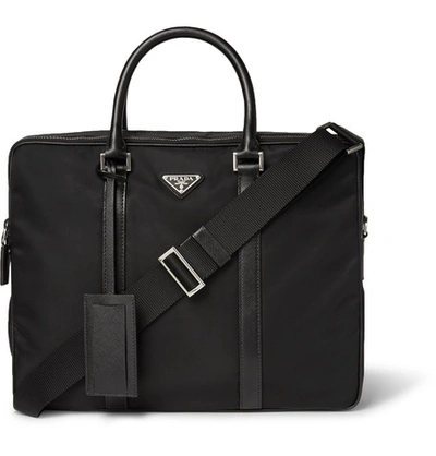 Shop Prada Leather-trimmed Nylon Briefcase