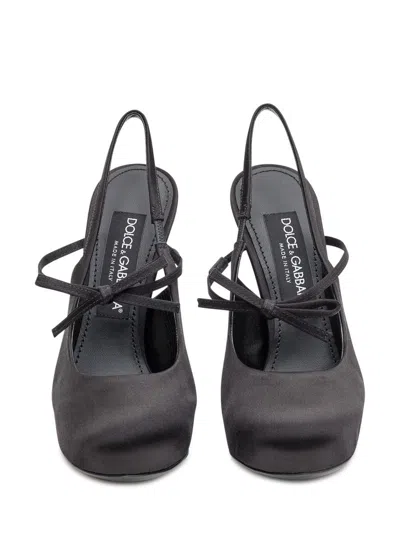 Dolce & Gabbana Vally 105 Satin Slingback Pumps In Black