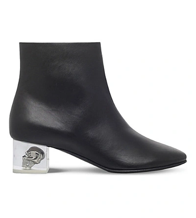Shop Alexander Mcqueen Skull Heel Leather Boots In Black