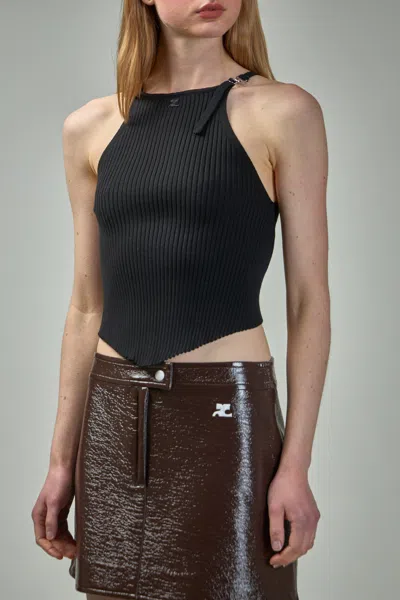 Courrèges Courreges "ribbed Knit Holistic Top In Brown