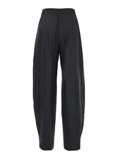 The Andamane Black Pants With Cannon Pleats And Elastic Waist With Drawstring In Cotton Blend Woman In Black