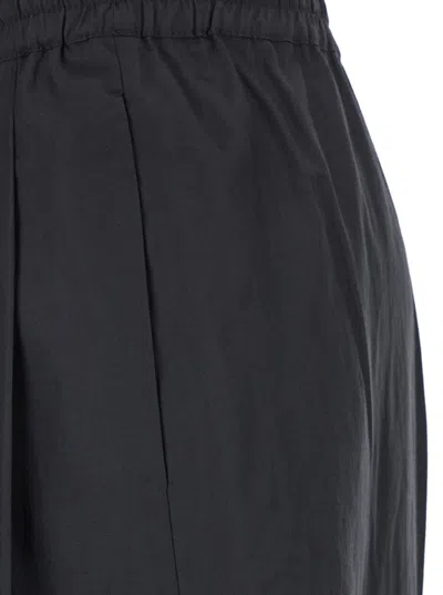 The Andamane Black Pants With Cannon Pleats And Elastic Waist With Drawstring In Cotton Blend Woman In Black