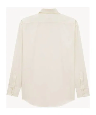 Saint Laurent Women Certified Cotton Shirt With Monogram Embroidery In Neutral
