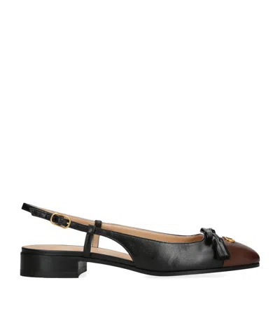 Valentino Valet Du Roi Slingback Ballerina Flats In Black/coffee