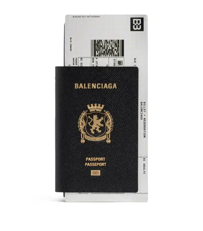 Balenciaga Passport Matte Soft Leather Phone Holder In Black