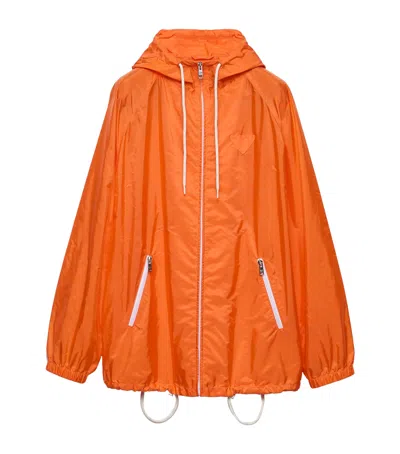 Prada Orange Raincoat In Lightweight Re-nylon