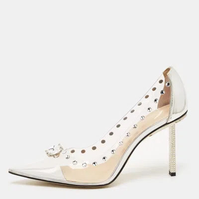 Pre-owned Mach&mach Transparent Pvc And Leather Diamond Dreams Pumps Size 38