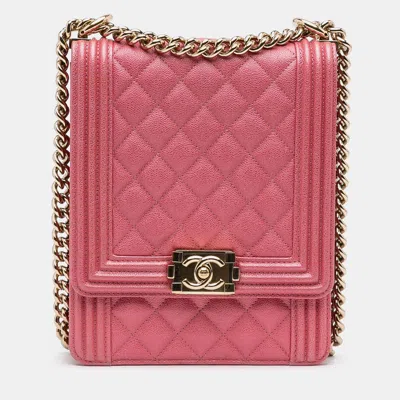 Pre-owned Chanel Pink North South Boy Flap Bag