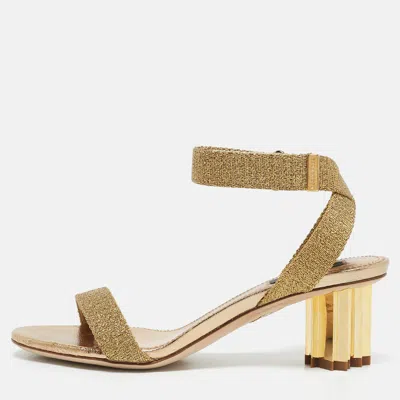 Pre-owned Dsquared2 Gold Lurex Fabric Ankle Strap Sandals Size 36