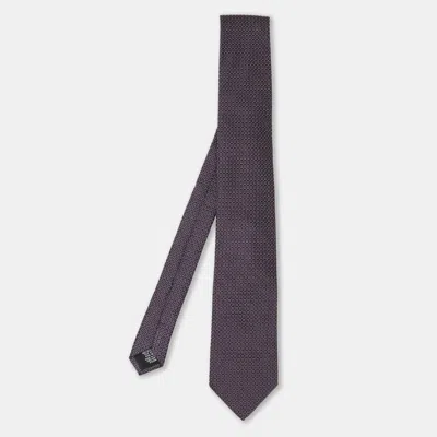 Pre-owned Boss By Hugo Boss Purple Jacquard Silk Tie