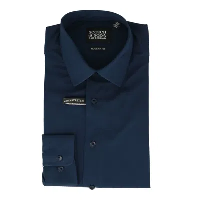 Scotch & Soda Four-way-stretch Shirt In Blue