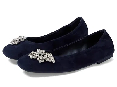 Stuart Weitzman Crystal Fleur Ballet Flat Womens 6.5 Nice Blue Square Toe Khd842 In Blue