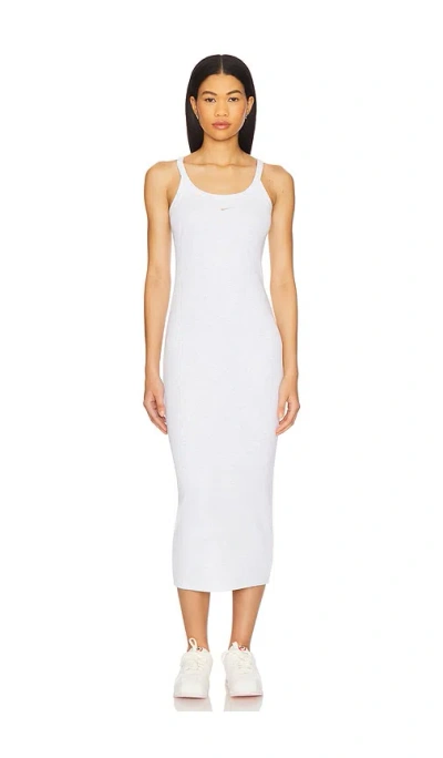 Nike Mini-rib Tank Top Dress In Birch Heather/light Orewood Brown 