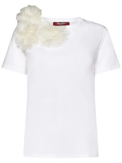 Max Mara Studio Sughero Floral Embellished Crewneck T In White