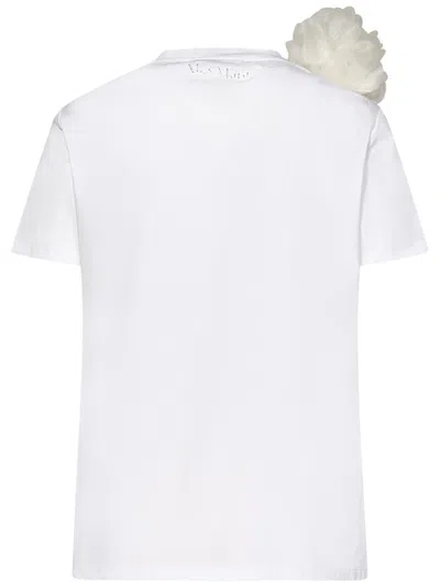 Max Mara Studio Sughero Floral Embellished Crewneck T In White