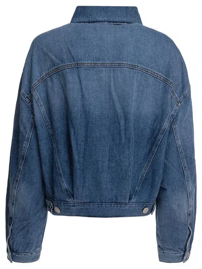 Pinko Distressed Denim Jacket In Blue