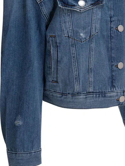 Pinko Distressed Denim Jacket In Blue