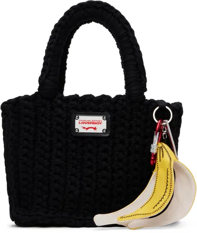 Charles Jeffrey Loverboy Black Knitted Bucket Tote In Black