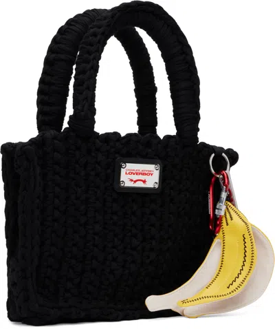 Charles Jeffrey Loverboy Black Knitted Bucket Tote In Black