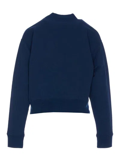Chloé Crew Neck Logo Sweater In Blue