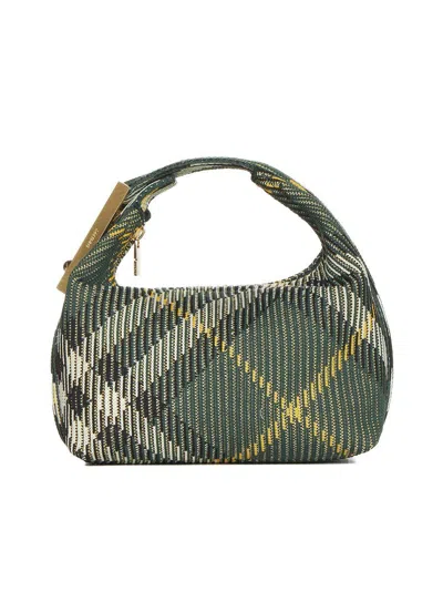 Burberry Embroidered Nylon Mini Peg Handbag In Green
