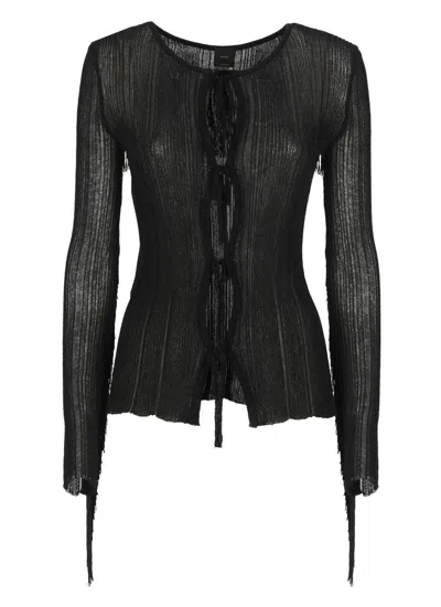 Pinko Zelig Fringed Cardigan In Black