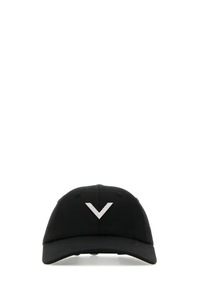 Valentino Garavani Women Black Stretch Cotton Baseball Cap In Black