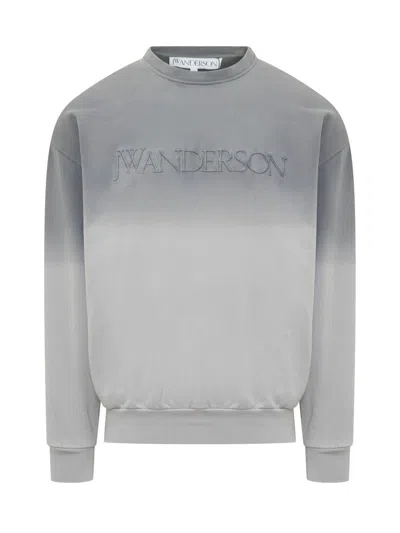 Jw Anderson Gray Embroidered-logo Gradient Sweatshirt In Grey