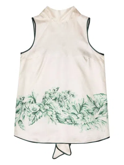 F.r.s For Restless Sleepers For Restless Sleepers Silk Printed Top In Green