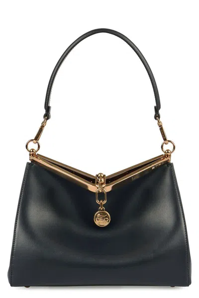 Etro Small Vela Leather Shoulder Bag In Blue