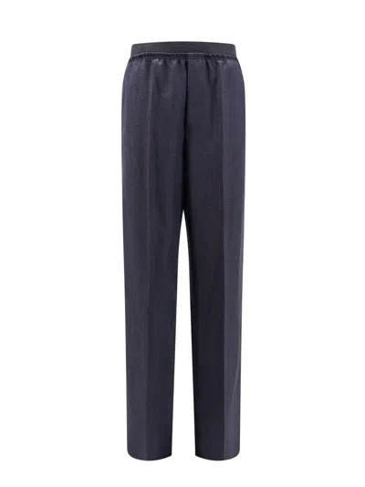 Bottega Veneta Wool Trousers In Blackbluemelange