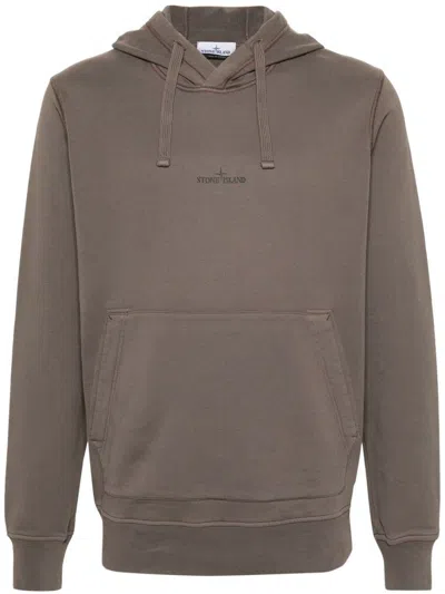 Stone Island Logo-print Cotton Hoodie In Brown