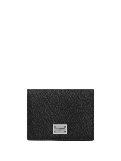 Dolce & Gabbana Black Textured Calf Leather Bi-fold Wallet In Black