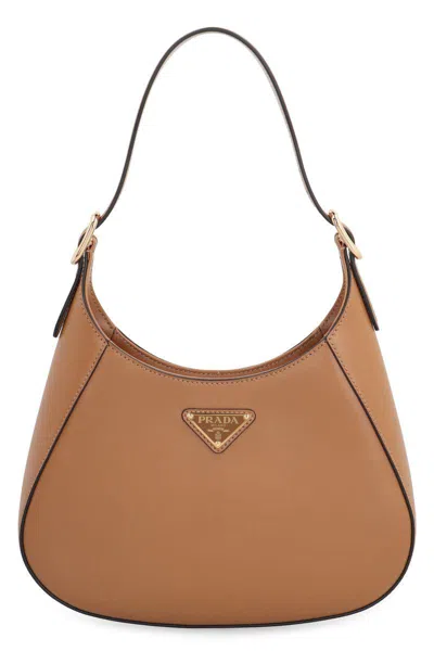 Prada Elegant Saddle Brown Leather Mini Shoulder Bag In Brown