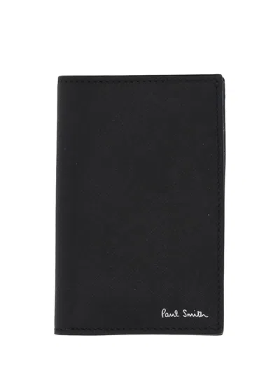 Paul Smith Signature Stripe-print Leather Cardholder In Black