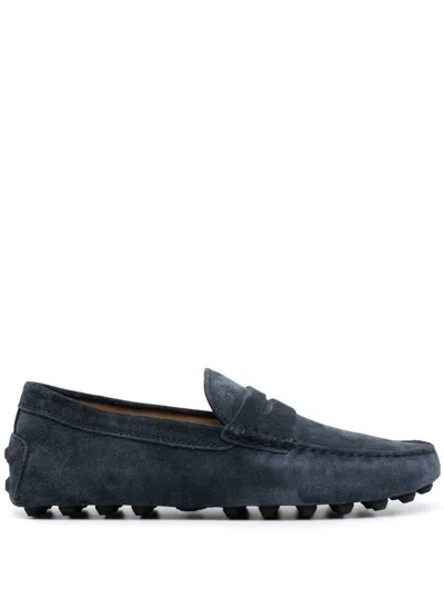 Tod's Leather Slippers With Pebbles Sole In Blue