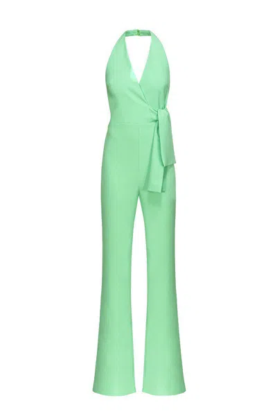 Pinko Halterneck Open-back Jumpsuit In Green