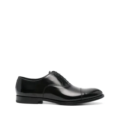 Doucal's High-shine Black Oxford Shoes With Lace-up Fastening In Black