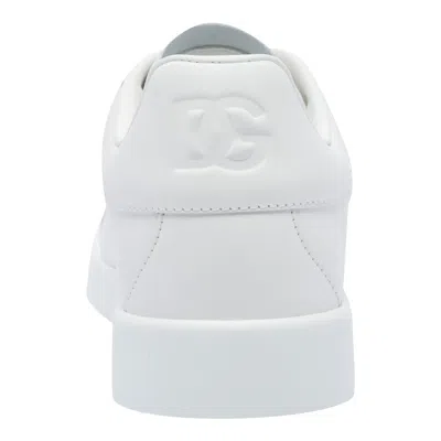 Dolce & Gabbana Women Portofino Low-top Leather Sneakers With Lateral Monogram In White