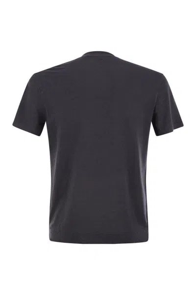Fedeli Stretch Linen Short-sleeved T-shirt In Grey