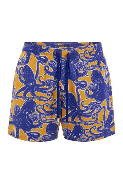 Vilebrequin Moorise Patterned Short Beach Shorts In Brown